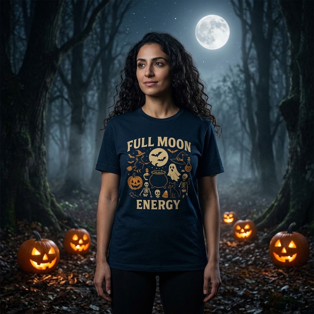 Full Moon Energy Witchy Halloween Tee