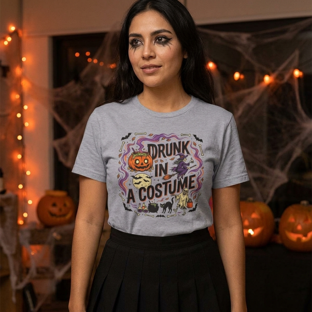 Drunk in a Costume Funny Halloween Tee