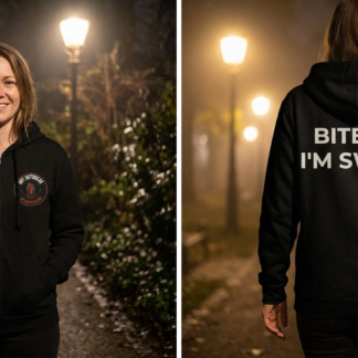 Bite Me I'm Sweet Text Hoodie lifestyle photo