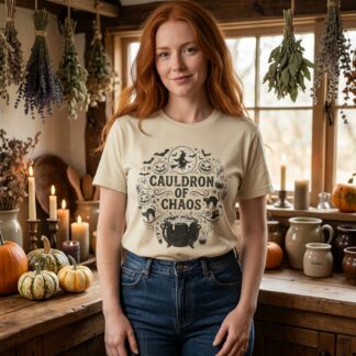 Cauldron of Chaos Witchy Halloween Tee lifestyle photo