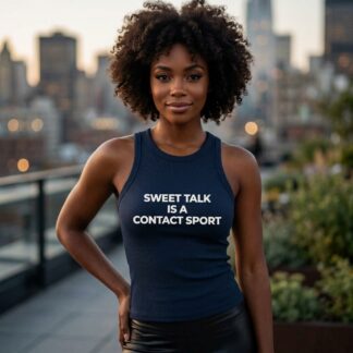 Sweet Talk Is a Contact Sport Flirty Racer Tank lifestyle photo