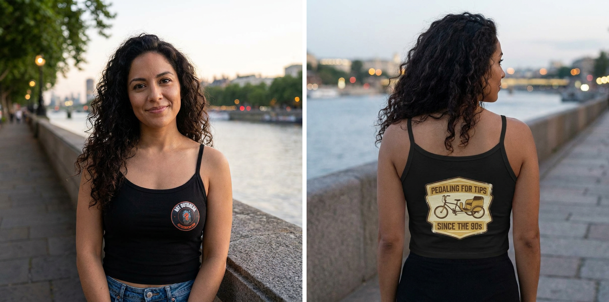 Pedaling for Tips Since the 90s Pedicab Strap Tank