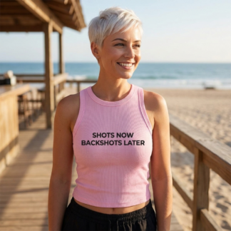 Shots Now Backshots Later Racer Tank lifestyle photo