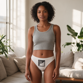 Nude Art LA Logo Thong, White Wide-Band Women's Underwear lifestyle photo