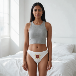 Aristocratix Crest Thong, White Wide-Band Women's Underwear lifestyle photo