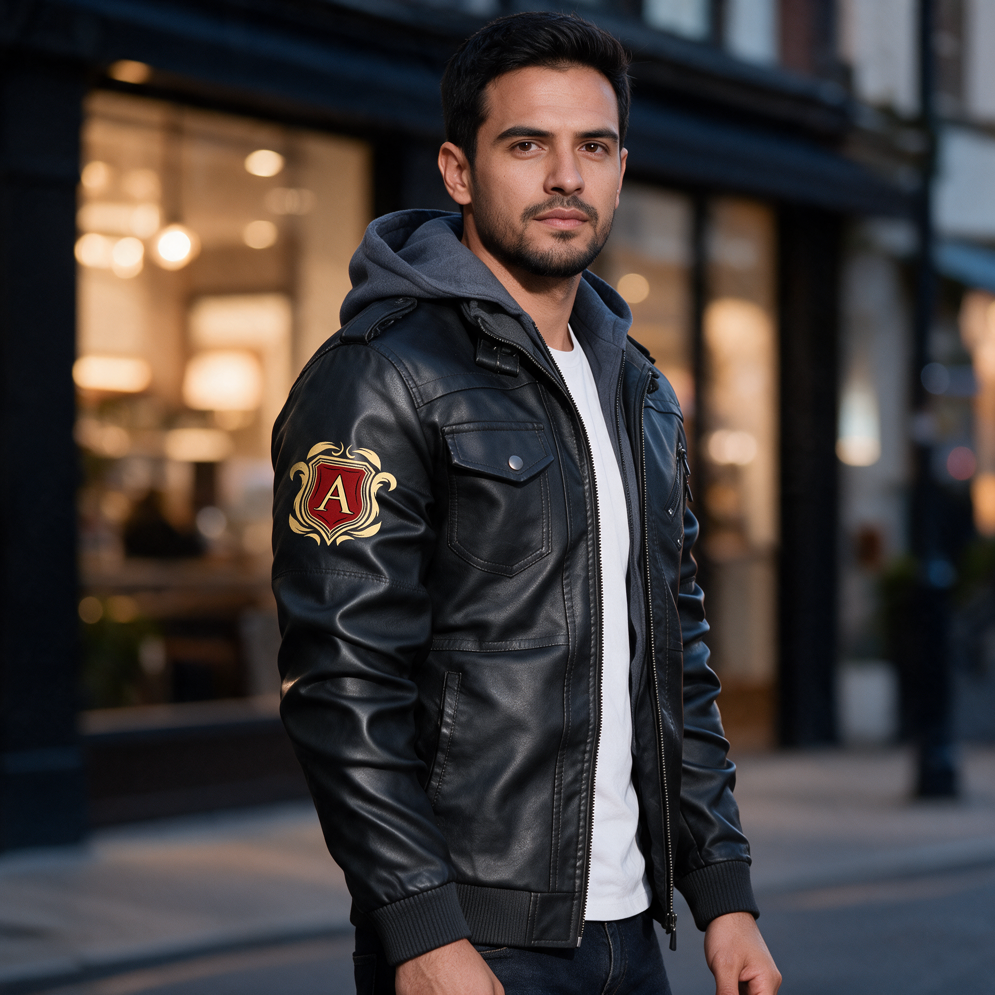 Aristocratix and Nude Art LA Faux Leather Hooded Jacket