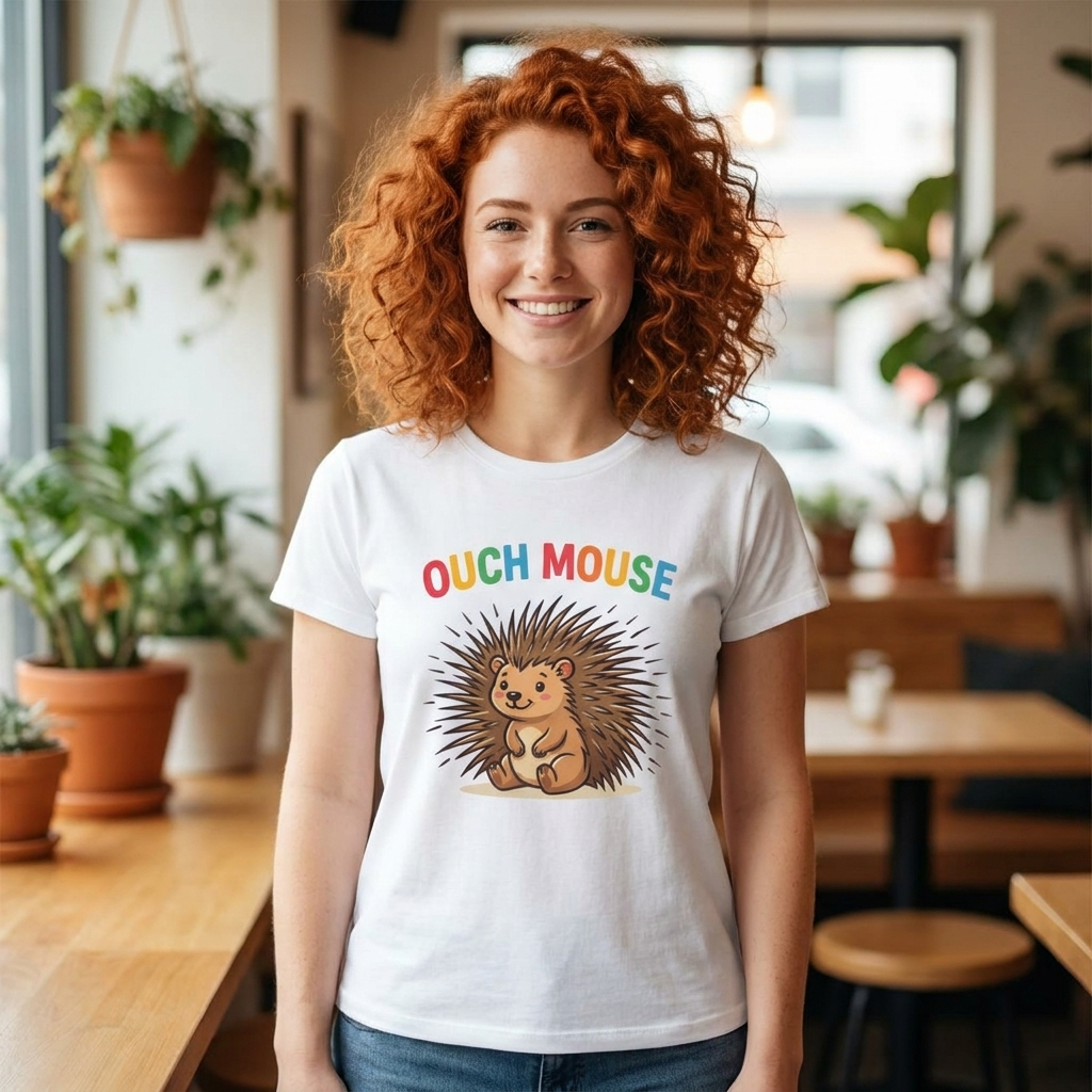 Ouch Mouse Cute Porcupine Funny Tee